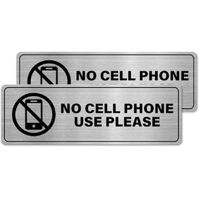 No Cell Phone Use Please Sign 9 X 3 Inch Adhesive Aluminum Workplace Safety Signage Waterproof Wall Decals for Business Classroom Outdoor Indoor 2 PCS