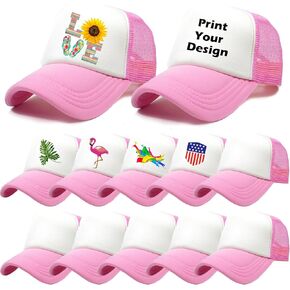 12 Pack Sublimation Blanks Mesh Trucker Hats Bulk, DIY Printing Baseball Hat Wholesale, Sports Outdoor Snapback Dad Hat
