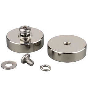 MUTUACTOR 2 Pack Strong Magnets Heavy Duty,Anti-broken Magnetic Mount Round Neodymium Magnets with M8 Female Thread,Anti-rust Rare Earth Magnets for Fridge Pegboard Lighting Garage Camera Equipment