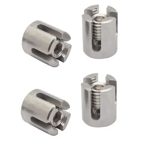 4 Pack 316 Stainless Steel 1/12" (2 mm) Wire Rope Cross Cable Clamps