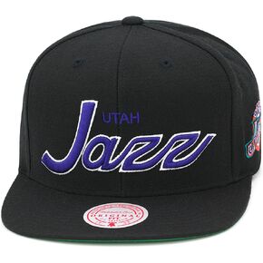 Mitchell & Ness Snapback Hat Adjustable Cap - Black/Red/Script/Hardwood Classics