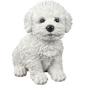 Dog Figurine Resin Dog Statue Animals Dog Sculpture for Home Farm House Living Room Porch Decor - White