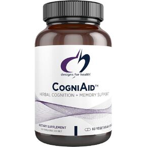 Designs for Health CogniAid - Herbal Memory + Mood Formula with Green Tea Extract, Wild Blueberry + Bacopa (60 Capsules)