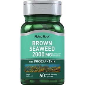 Piping Rock Brown Seaweed Capsules 2000mg | 60 Count | Fucoxanthin Extract Supplement | Non-GMO, Gluten Free