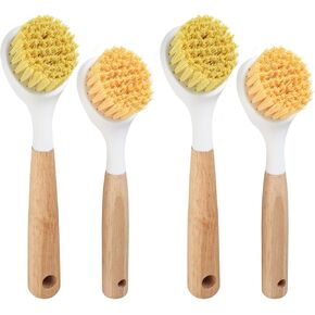 فرشاة أطباق بمقبض من الخيزران، 4 قطع من فرش أطباق المطبخ، فرشاة تنظيف المطبخ لتنظيف الأطباق، الوعاء، مقالي الشواية، حديد الزهر، غسيل الأطباق، حوض المطبخ، فرش الحمام in Kuwait