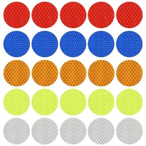 PATIKIL Reflective Stickers, 50 Pack Night High Visibility Waterproof Warning Reflective Sticker Outdoor Reflectors for Cars Bikes Motorcycles Trucks Trailers, 5 Colors(Round)