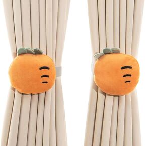2pcs Curtain Ties Flower Curtain Buckles, Children's Room Curtain Ties, Curtain Accessories,Cute Flower Curtain Ties Decorative Rope for Bedroom Window Treatment (Carrot)