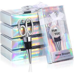 Gerrii Silver Wine Bottle Stoppers with Gift Box 60th Birthday Party Favors Wine Stoppers Birthday Souvenirs for Guests Wedding Anniversary Party Gifts Favors Decorations with Individual Wrap (12 Set)