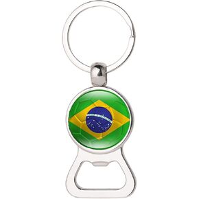 Brazilian Flag KeyChain,Brazil Flag Beer Bottle Opener KeyChain for Dad Papa Husband Birthday Anniversary Father's Day Gifts(Brazil)