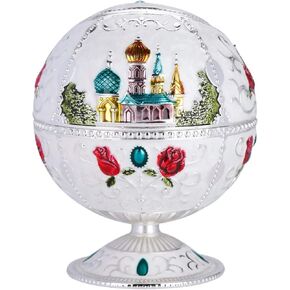 Windproof Stamped Pattern Ball Vintage Globe Ashtray Ashtray BallRound Ball for Outdoors Indoors Home Hotel(Silver Edge Castle) Ornaments