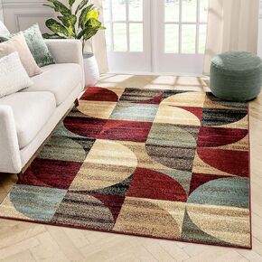 Well Woven Barclay Bowery Art Deco Ivory Modern Geometric Area Rug 5'3" x 7'3"