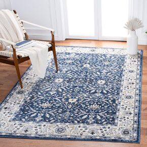 SAFAVIEH Amelia Collection Accent Rug - 4' x 6', Navy & Ivory, Oriental Design, Non-Shedding & Easy Care, Ideal for High Traffic Areas in Entryway, Living Room, Bedroom (ALA793N)