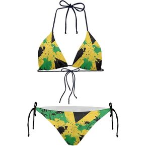 Women's Bathing Suits Triangle Sexy Lace Up Floral String Bikini Set Two Piece High Waisted Swimsuit