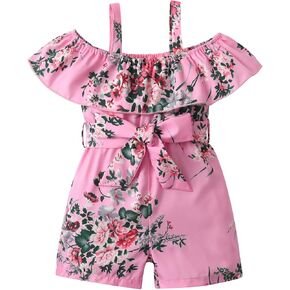Eghunooy Toddler Girl Clothes Summer Baby Girls Casual Solid Color One-Piece Romper Jumpsuit
