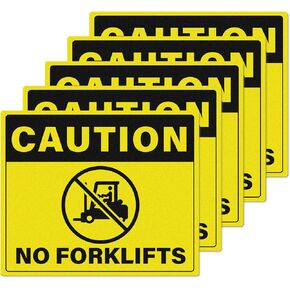 No Forklifts Sign Vinyl Self-Adhesive 17 Inch Traffic Caution for Forklift Waterproof Look Out Floor Sticker Waring Decal for Office Work Site Warehouse Shop Area 5 PCS