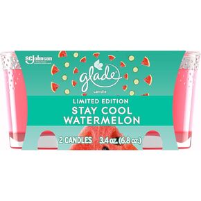 Glade Candle Jar, Air Freshener, Stay Cool Watermelon, 3.4 oz, 2 Count