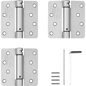 Haidms 3 Pack Spring Door Hinges 4 Inch Self Closing Door Hinges Black Door Hinges with 1/4'' Radius Corner Residential & Heavy-Duty Adjustable Door Hinges
