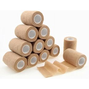 Self Adhesive Elastic Bandage Wrap 3 Inch x 5 Yards - 12 Pack Cohesive Bandage for Wounds - Self Adherant Breathable Non Woven Rolls - Medical Atheletic Sports Tape for Wrist Ankle Hand Leg