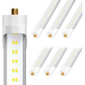 8FT LED Bulbs, Super Bright 72W 9000lm 5000K, T8 T10 T12 LED Tube Lights, FA8 Single Pin T8 LED Lights, Clear Cover, 8 Foot LED Bulbs to Replace Fluorescent Light Bulbs (Pack of 6)