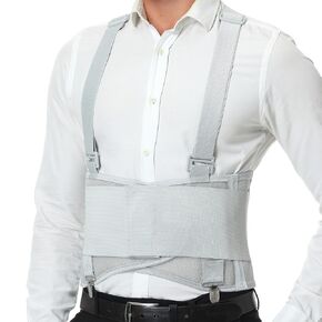 NeoTech Care Lumbar Brace with Removable Pants Clips & Detachable Suspenders - Back Support Belt - Adjustable, Light, Breathable - Shoulder Holsters - Work, Posture - Black (Size L)