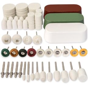 Polishing Buffing Wheel Polishing Kit Compatible with Dremel, Polishing Wheel Rotary Tool Accessories with 1/8" Shank, Abrasive Wheel Buffing Polishing Wire Brushes Wool Felt Cotton Mounted