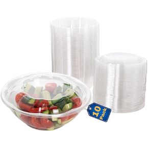 Smygoods Disposable Plastic Salad Bowls with Airtight Lids (Pack of 50-32 oz) Ideal for Meal Prep, Takeout, Catering, Parties, Picnics, and Food Storage, Stackable, Leak-Proof