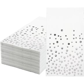 60 PCS Gold Foil Guest Napkins White and Golden Polka Dots Disposable Hand Towels Metallic Dinner Paper Napkins for Wedding Baby Bridal Shower Bathroom Party Supplies, 4.3" x 7.8"