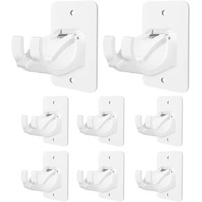 8PCS Self Adhesive Curtain Rod Holders, Adjustable Towel Rod Hooks Curtain Rod Hooks with Screws Attached, Curtain Hangers for Bathroom Kitchen Home Bathroom Hotel