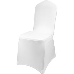 Stretch Spandex Chair Cover White Polyester Chair Slipcovers Dining Living Room Universal Fitted Chair Slipcovers Protector for Wedding Party Holidays Banquet Celebration