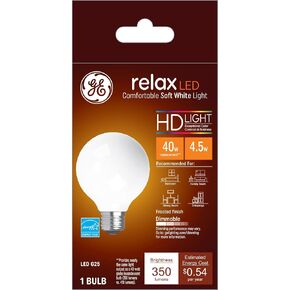 لمبات إضاءة LED ريلاكس من GE، 40 وات، أبيض ناعم، لمبات G25 Globe، شفافة، قاعدة متوسطة (عبوتان) in Kuwait