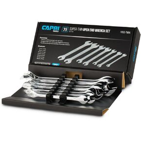 Capri Tools Super-Thin Open End Wrench Set, Metric, 6 to 19 mm, 7-Piece (11850-7MRK)