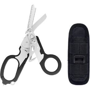 Emergency Response Shears Trauma Shears with Strap Cutter,Stainless Steel Foldable Scissors Pliers with Black Holster for Outdoor Camping Rescue Scissors Tools
