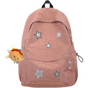 Grunge Backpack with Adorable Accessory Aesthetic Backpack Cute Backpacks Waterproof (Black)