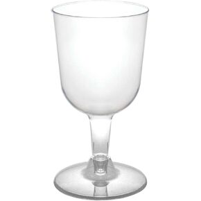 Party Essentials Disposable Hard Plastic Two Pieces Wine Glasses, 40-Count, 7-Ounce, Clear