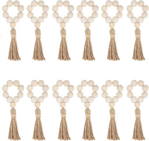 Napkin Rings Set of 12, Bohemian Rustic Style Napkin Rings for Wedding Party Home Decoration, Napkin Holders for Dinner Table Decor (Wood Beads) in Saudi Arabia