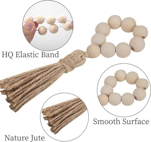 Napkin Rings Set of 12, Bohemian Rustic Style Napkin Rings for Wedding Party Home Decoration, Napkin Holders for Dinner Table Decor (Wood Beads) in Saudi Arabia