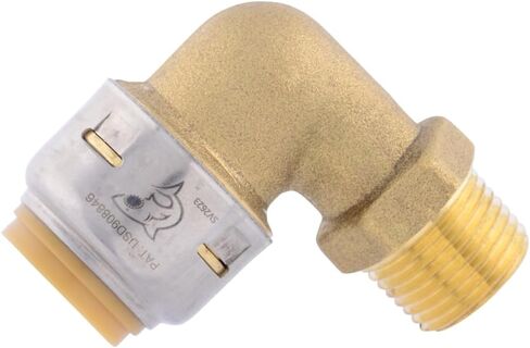 SharkBite Max 1/2 Inch x 3/8 Inch 90 Degree Dishwasher Elbow, MNPT, Push to Connect Brass Plumbing Fitting, PEX Pipe, Copper, CPVC, PE-RT, HDPE, UR281A in Saudi Arabia