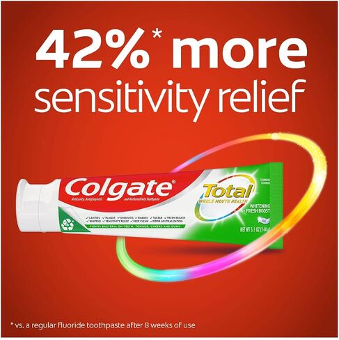 Colgate Total Whitening + Fresh Boost Toothpaste, Mint Toothpaste, 5.1 oz Tube, 2 Pack in Saudi Arabia