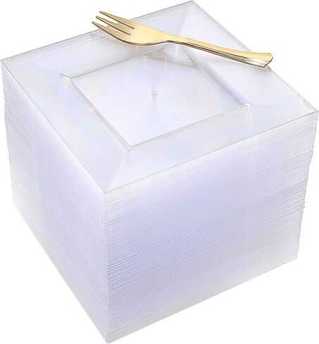 Supernal 100pcs Black Square Plastic Dessert Plates with 100pcs Gold Dessert Forks,Black Appetizer Salad Square Plates,Elegant Square Black Salad Plates,Square Cake Plates for Party,Afternoon Tea in Saudi Arabia