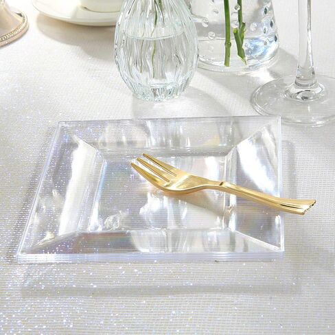 Supernal 100pcs Black Square Plastic Dessert Plates with 100pcs Gold Dessert Forks,Black Appetizer Salad Square Plates,Elegant Square Black Salad Plates,Square Cake Plates for Party,Afternoon Tea in Saudi Arabia