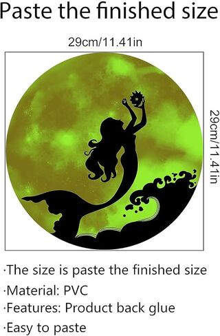 Glow in The Dark Moon and Creative Mermaid for Wall Stickers,Glow in The Dark Stars Wall Decals for Ceiling,Great for Girls Boys Bedroom or Party Birthday Gift in Saudi Arabia
