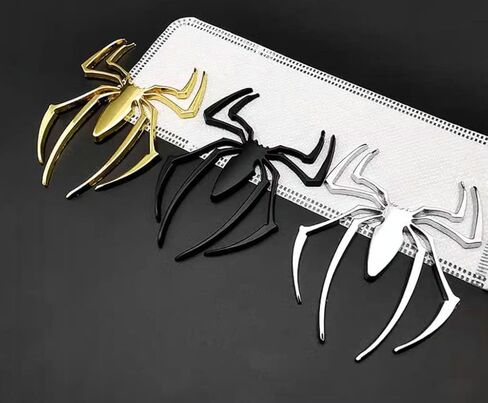 قطعتان من شارات عنكبوت كروم ثلاثية الأبعاد لتزيين السيارة للسيارات العالمية والشاحنات والدراجات النارية وRV والسكوتر وسيارات الدفع الرباعي والباب والنافذة (أسود-B0CJBKLZKB) in Kuwait