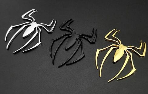 قطعتان من شارات عنكبوت كروم ثلاثية الأبعاد لتزيين السيارة للسيارات العالمية والشاحنات والدراجات النارية وRV والسكوتر وسيارات الدفع الرباعي والباب والنافذة (أسود-B0CJBKLZKB) in Kuwait