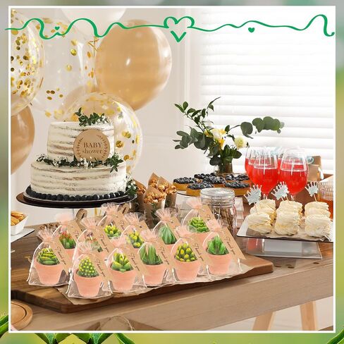12 Pieces Succulent Candle Mini Cactus Tealight Candles Succulent Party Favors Novelty Fiesta Terrarium Plant Candles with Terracotta Pot Organza Bag Tags Twine for Birthday Wedding Baby Shower Party in Saudi Arabia