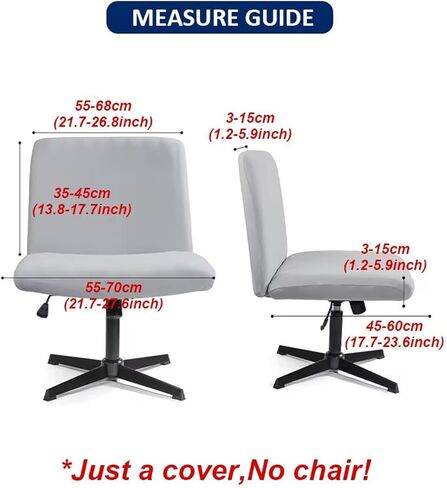 غطاء كرسي مكتب منزلي بدون ذراع مقاوم للماء 310 جرامًا للمتر المربع من OKYUK، غطاء كرسي مكتب منزلي بدون ذراع، 100% قماش مقاوم للماء حديث متوسط ​​الظهر غطاء كرسي واسع مقعد الكمبيوتر غطاء كرسي الغرور للمنزل (أسود) in Kuwait
