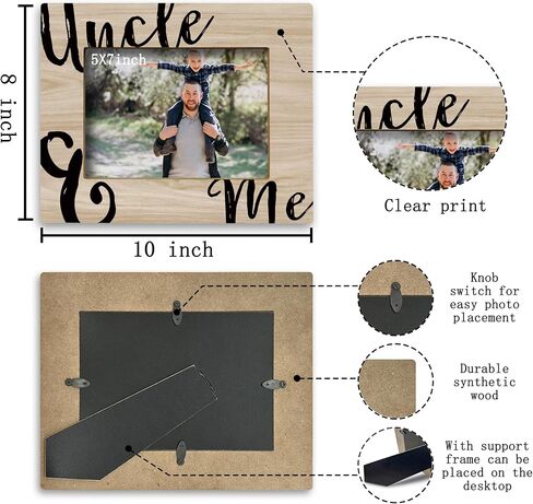 Uncle and Me Picture Photo Frame, Uncle Picture Photo Frames, Best Uncle Gifts from Niece Nephew, Uncle Birthday Father's Day Picture Photo Frames (5x7 Inch Photo) in Saudi Arabia