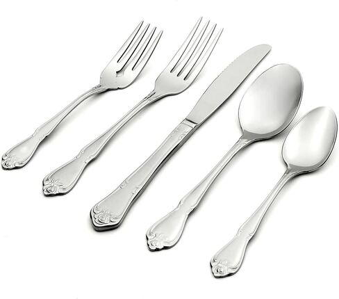 Oneida True Rose Piece Everyday Flatware Set, 20 Count, Metallic in Saudi Arabia