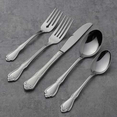 Oneida True Rose Piece Everyday Flatware Set, 20 Count, Metallic in Saudi Arabia