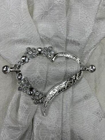New Van Wyck Heart Crystal Curtain Holdback Set of -2 Hold Back Decorative Holdback Color Nickel (TR53) in Kuwait