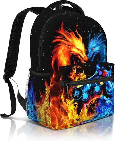 School Boys Backpack Ages 8-10 Abstract Dragon Backpack Fire Bookbag Water Resistant Bag Travel Hiking Camping Daypack For Kids Teens Boys Girls in Saudi Arabia